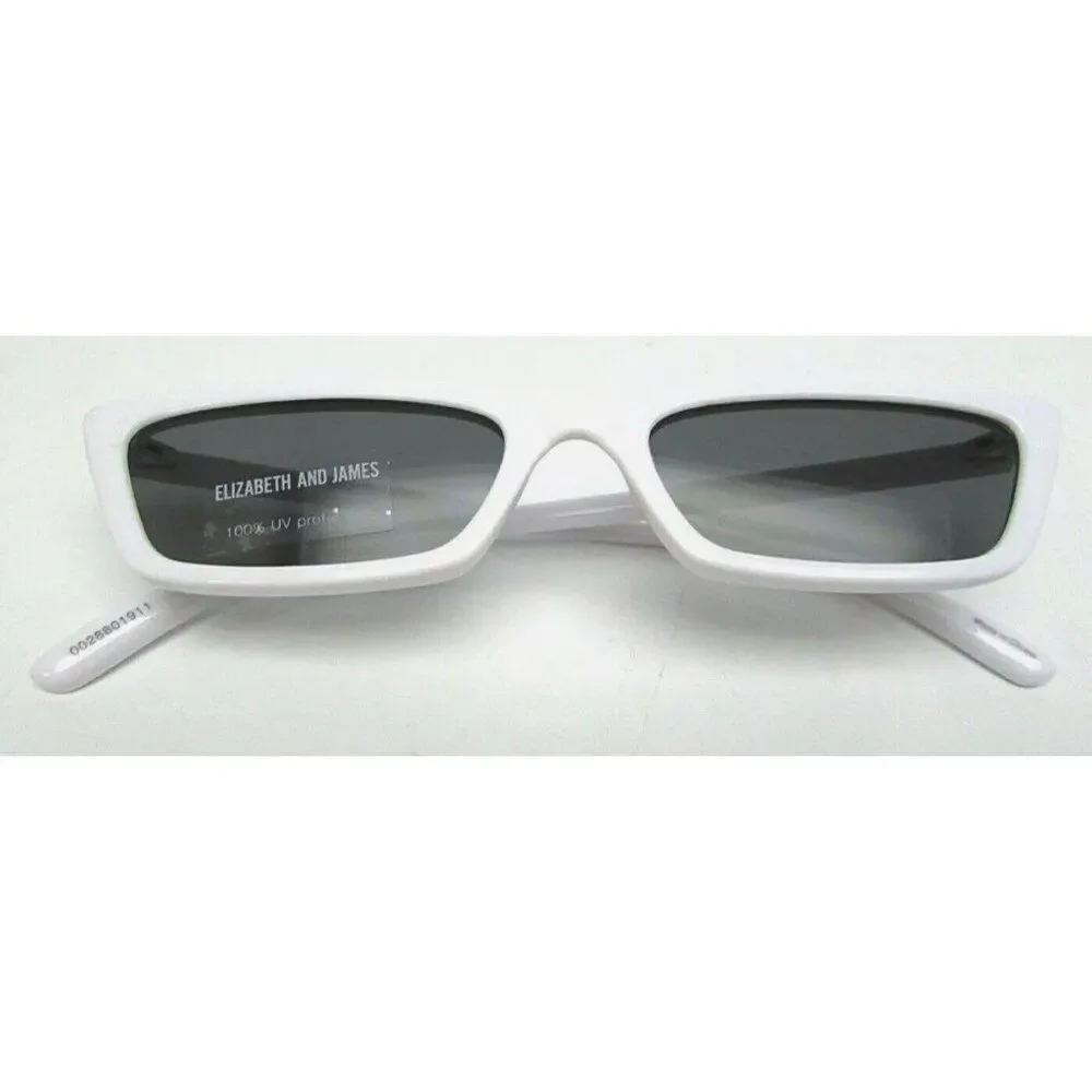 elizabeth and james white Small Rectangle frame black lens sunglasses wg01su03